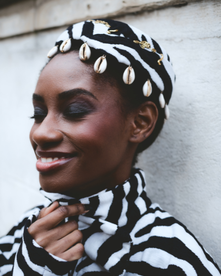 Chapeau Pillbox zèbre avec perles